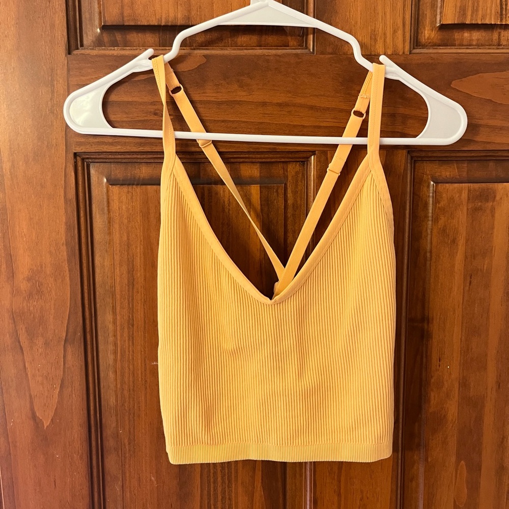 Aerie orange ribbed tank top with cross back